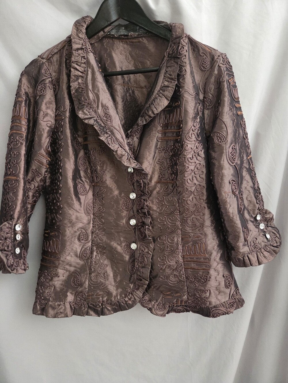 Agora Brown Embroidered Jacket